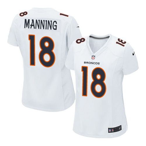 Broncos #18 Peyton Manning White Women's Stitched Game Event Jersey