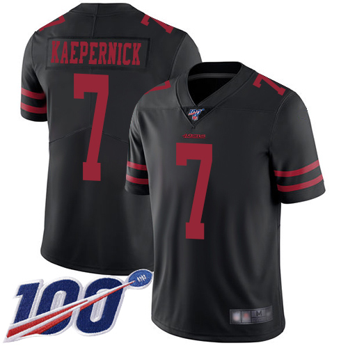 San Francisco 49ers #7 Colin Kaepernick Black Alternate Men's Stitched 100th Season Vapor Limited Jersey Men's