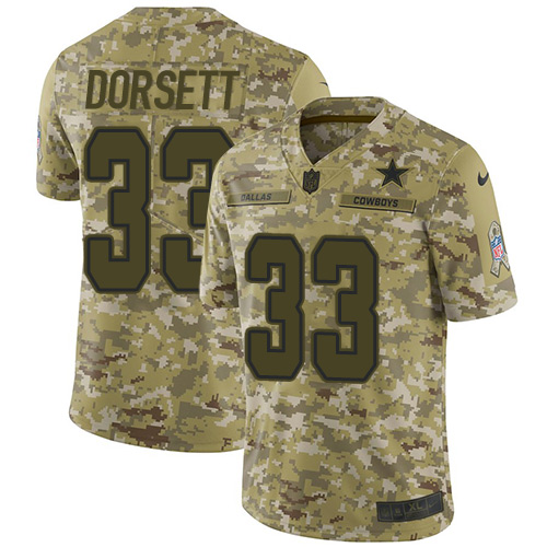 Cowboys #33 Tony Dorsett Camo Youth Stitched Limited 2018 Salute To Service Jersey