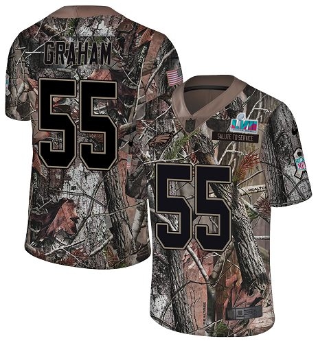 Eagles #55 Brandon Graham Camo Super Bowl LVII Patch Men's Stitched Limited Rush Realtree Jersey
