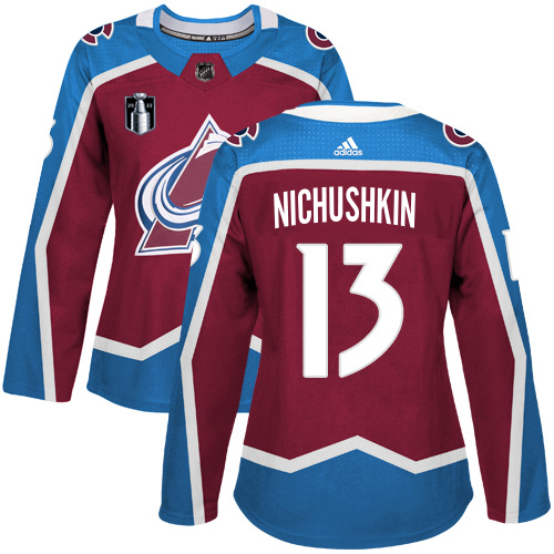 Adidas Colorado Avalanche #13 Valeri Nichushkin Burgundy Women's 2022 Stanley Cup Final Patch Home Authentic Stitched Jersey Womens