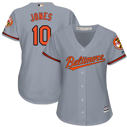 Baltimore Orioles #10 Adam Jones Grey Road Women's Stitched Jersey Womens