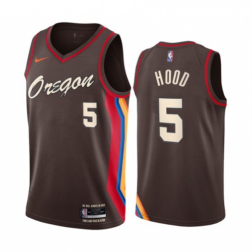 Portland Trail Blazers #5 Rodney Hood Chocolate Womens Swingman 2020-21 City Edition Jersey Womens