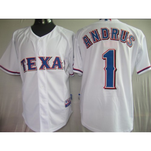 Texas Rangers #1 Elvis Andrus White Stitched Jersey Men's
