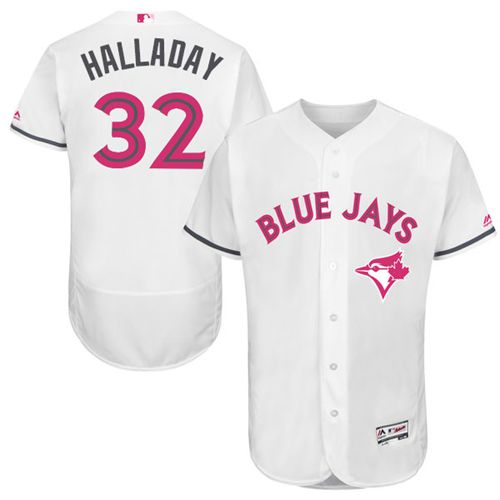 Toronto Blue Jays #32 Roy Halladay White Flexbase Authentic Collection Mother's Day Stitched Jersey Men's