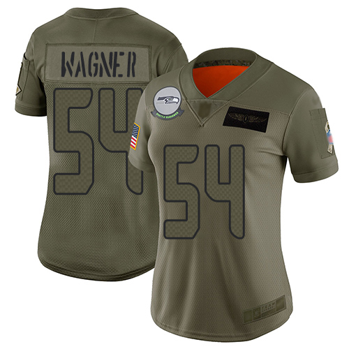 Seattle Seahawks #54 Bobby Wagner Camo Women's Stitched Limited 2019 Salute to Service Jersey Womens