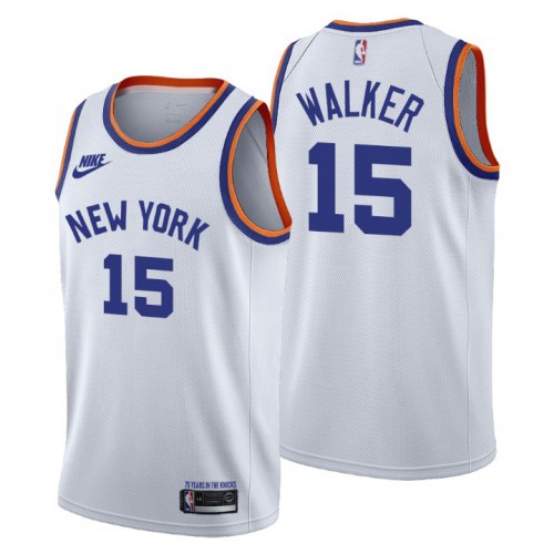 New York New York Knicks #15 Kemba Walker Mens Releases Classic Edition 75th Anniversary Jersey White Mens