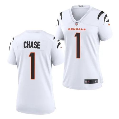 Cincinnati Bengals #1 Ja'Marr Chase White Women's Game Jersey
