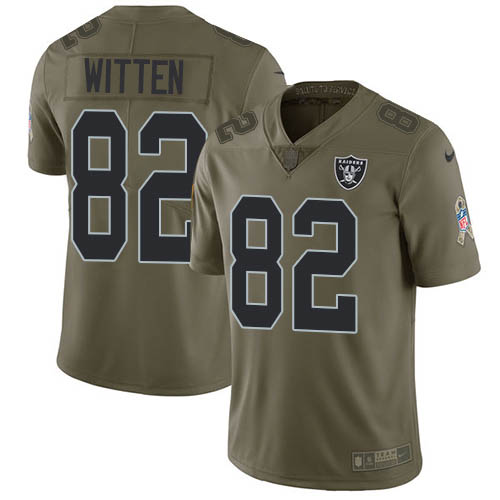 Las Vegas Raiders #82 Jason Witten Olive Youth Stitched Limited 2017 Salute To Service Jersey Youth