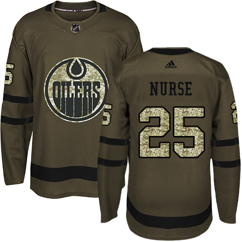 Adidas Edmonton Oilers #25 Darnell Nurse Green Salute to Service Stitched Jersey Men's