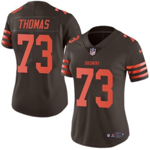 Browns #73 Joe Thomas Brown Women's Stitched Limited Rush Jersey
