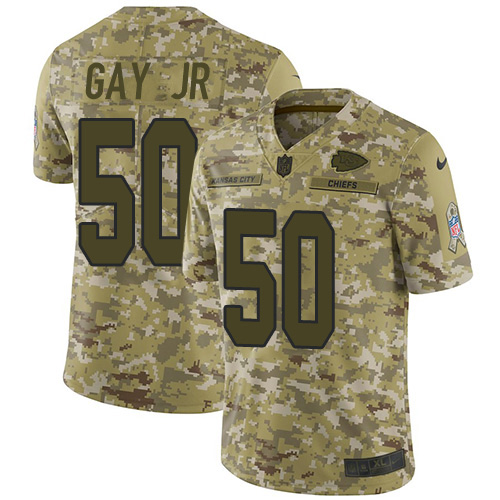Kansas City Chiefs #50 Willie Gay Jr. Camo Men's Stitched Limited 2018 Salute To Service Jersey Men's