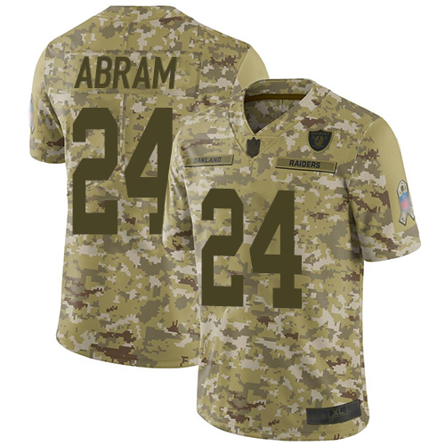 Raiders #24 Johnathan Abram Camo Youth Stitched Limited 2018 Salute To Service Jersey