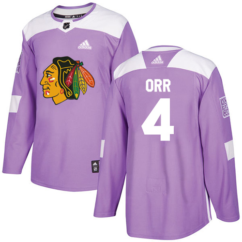 Adidas Chicago Blackhawks #4 Bobby Orr Purple Authentic Fights Cancer Stitched Jersey Men's