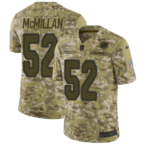 Miami Dolphins #52 Raekwon McMillan Camo Men's Stitched Limited 2018 Salute To Service Jersey Men's