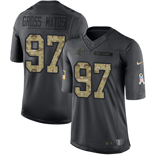 Carolina Panthers #97 Yetur Gross-Matos Black Men's Stitched Limited 2016 Salute to Service Jersey Men's