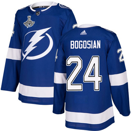 Adidas Tampa Bay Lightning #24 Zach Bogosian Blue Home Authentic Youth 2020 Stanley Cup Champions Stitched Jersey Youth