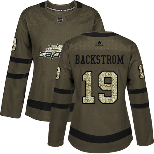 Adidas Washington Capitals #19 Nicklas Backstrom Green Salute to Service Women's Stitched Jersey Womens