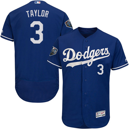 Los Angeles Dodgers #3 Chris Taylor Blue Flexbase Authentic Collection 2018 World Series Stitched Jersey Men's