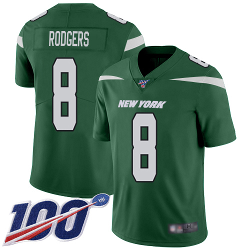 Jets #8 Aaron Rodgers Green Team Color Men's Stitched 100th Season Vapor Untouchable Limited Jersey