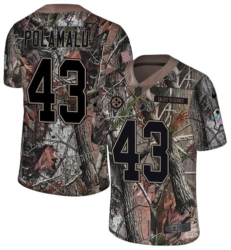 Steelers #43 Troy Polamalu Camo Men's Stitched Limited Rush Realtree Jersey