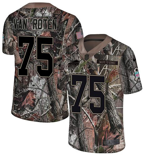 Bills #75 Greg Van Roten Camo Youth Stitched Limited Rush Realtree Jersey