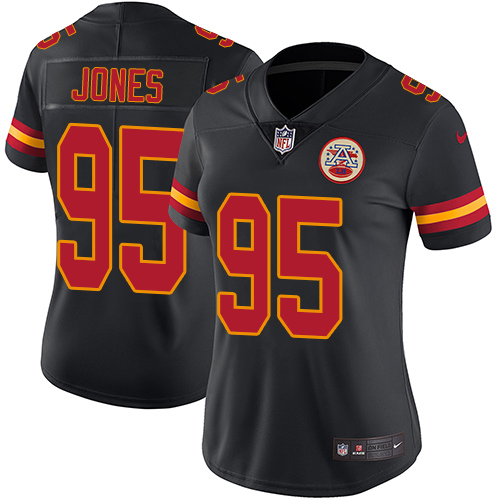 Chiefs #95 Chris Jones Black Women's Stitched Limited Rush Jersey
