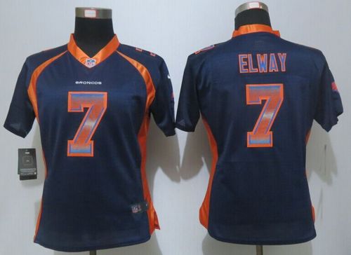 Broncos #7 John Elway Blue Alternate Women's Stitched Elite Strobe Jersey