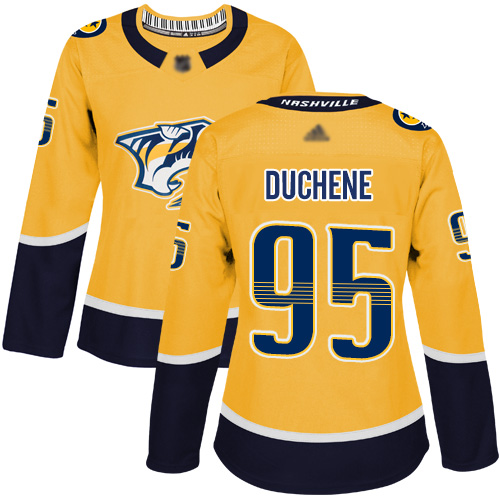 Adidas Nashville Predators #95 Matt Duchene Yellow Home Authentic Women's Stitched Jersey Womens
