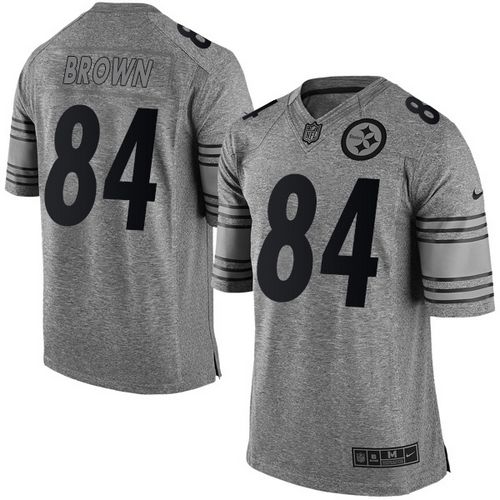 Pittsburgh Steelers #84 Antonio Brown Gray Men's Stitched Limited Gridiron Gray Jersey Men's
