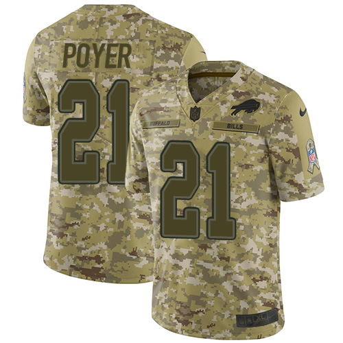 Buffalo Bills #21 Jordan Poyer Camo Youth Stitched Limited 2018 Salute to Service Jersey Youth