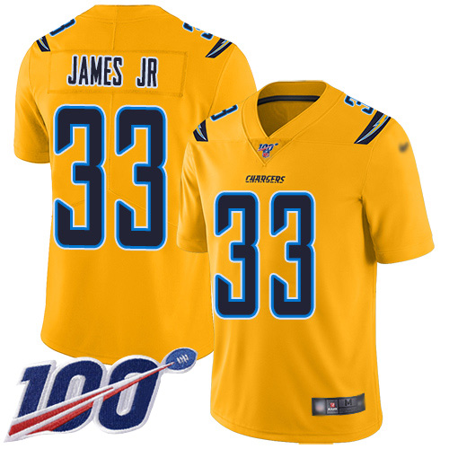 Chargers #33 Derwin James Jr Gold Youth Stitched Limited Inverted Legend 100th Season Jersey