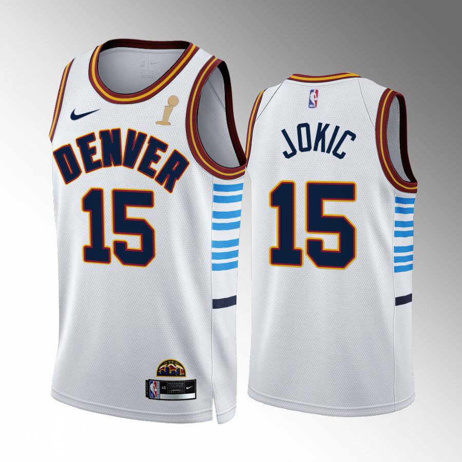 Denver Nuggets #15 Nikola Jokic White 2023 Finals Champions Men's City Edition Jersey