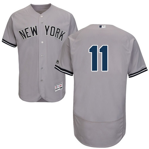New York Yankees #11 Brett Gardner Grey Flexbase Authentic Collection Stitched Jersey Men's