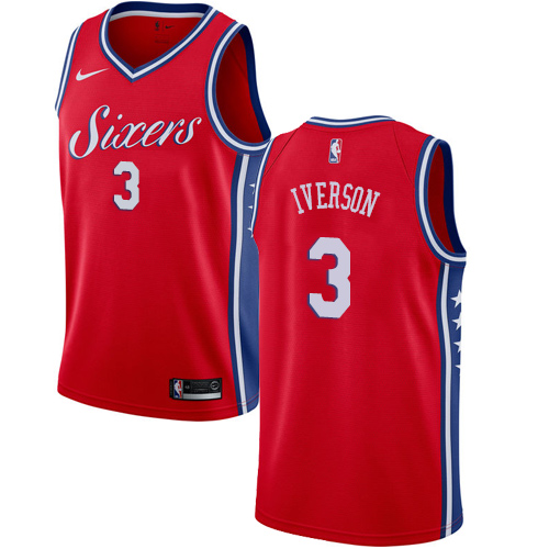 Philadelphia 76ers #3 Allen Iverson Red Womens Swingman Statement Edition Jersey Womens