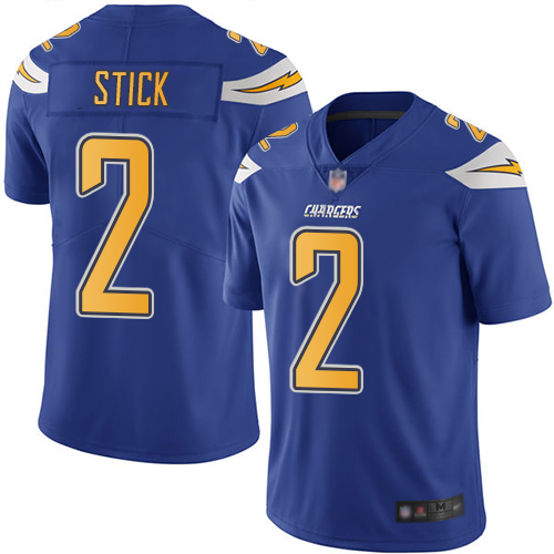 Los Angeles Chargers #2 Easton Stick Electric Blue Men's Stitched Limited Rush Jersey Men's