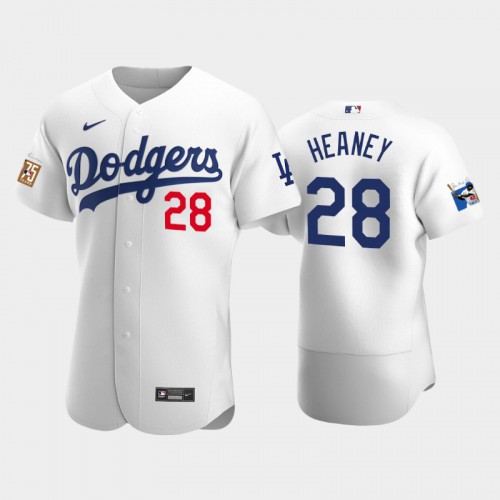 Los Angeles Los Angeles Dodgers #28 Andrew Heaney Men's Jackie Robinson 75th Anniversary Authentic Jersey - White Men's