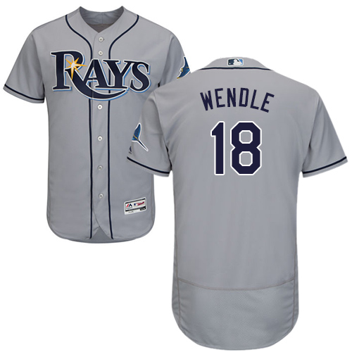 Tampa Bay Rays #18 Joey Wendle Grey Flexbase Authentic Collection Stitched Jersey Men's