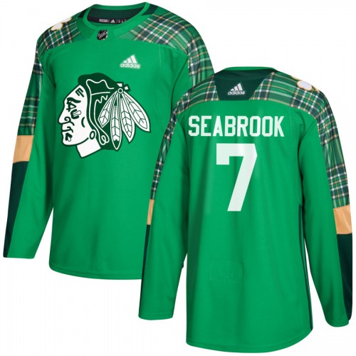 Adidas Chicago Blackhawks #7 Brent Seabrook adidas Green St. Patrick's Day Authentic Practice Stitched Jersey Men's