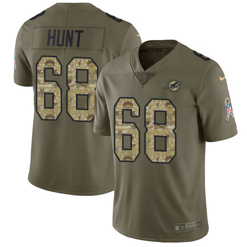 Miami Dolphins #68 Robert Hunt Olive/Camo Youth Stitched Limited 2017 Salute To Service Jersey Youth
