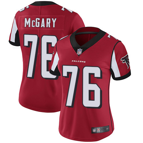 Atlanta Falcons #76 Kaleb McGary Red Team Color Women's Stitched Vapor Untouchable Limited Jersey Womens