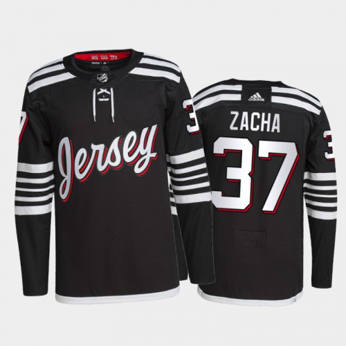 Adidas New Jersey Devils #37 Pavel Zacha Men's 2021-22 Alternate Authentic Jersey - Black Men's