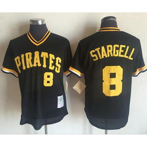 Mitchell and Ness 1982 Pittsburgh Pirates #8 Willie Stargell Stitched Black Throwback Jersey Men's