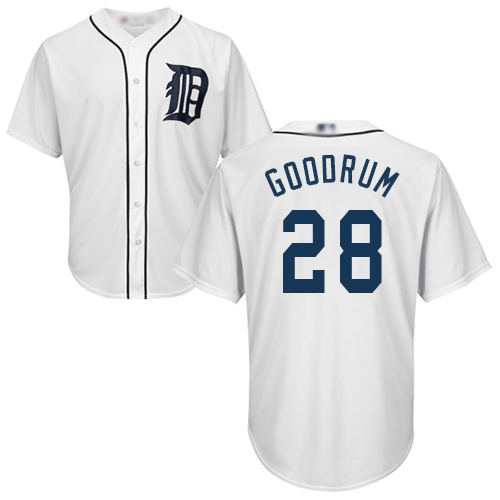 Detroit Tigers #28 Niko Goodrum White New Cool Base Stitched Jersey Men's
