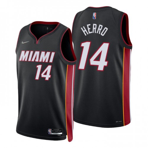 Miami Heat #14 Tyler Herro Black Mens 2021-22 75th Anniversary Diamond Swingman Jersey - Icon Edition Mens