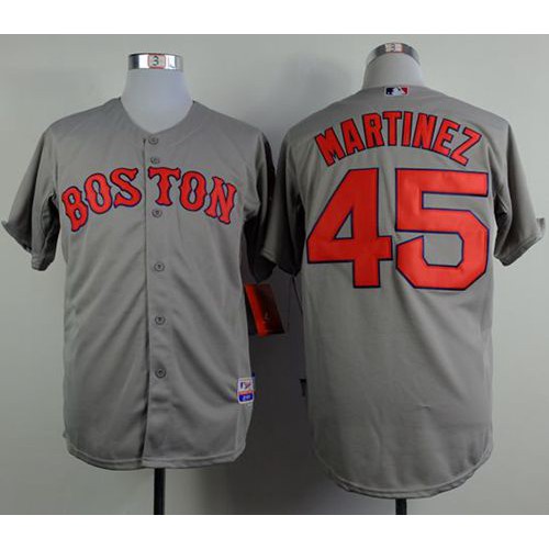 Boston Red Sox #45 Pedro Martinez Grey Cool Base Stitched Jersey Men's