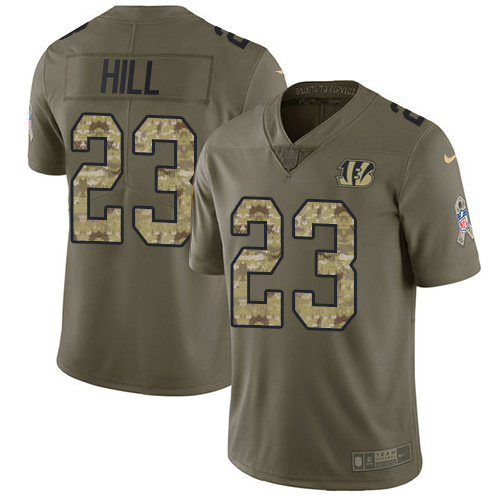Bengals #23 Daxton Hill Olive/Camo Youth Stitched Limited 2017 Salute To Service Jersey
