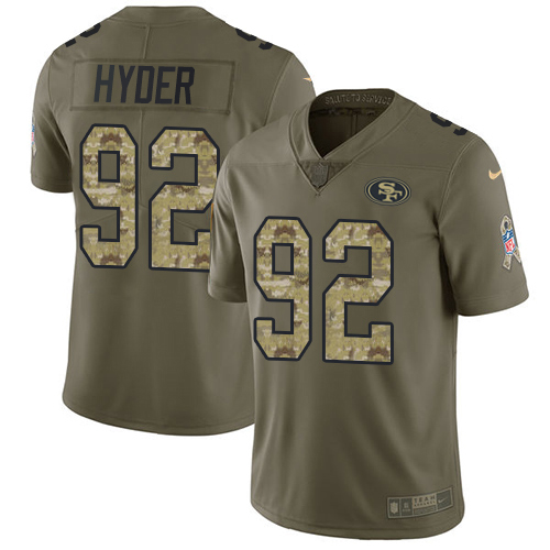 San Francisco 49ers #92 Kerry Hyder Olive/Camo Youth Stitched Limited 2017 Salute To Service Jersey Youth