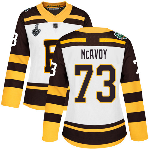 Adidas Boston Bruins #73 Charlie McAvoy White Authentic 2019 Winter Classic Stanley Cup Final Bound Women's Stitched Jersey Womens