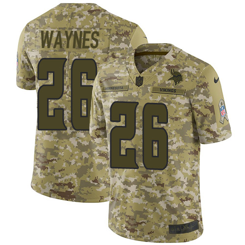 Minnesota Vikings #26 Trae Waynes Camo Youth Stitched Limited 2018 Salute to Service Jersey Youth